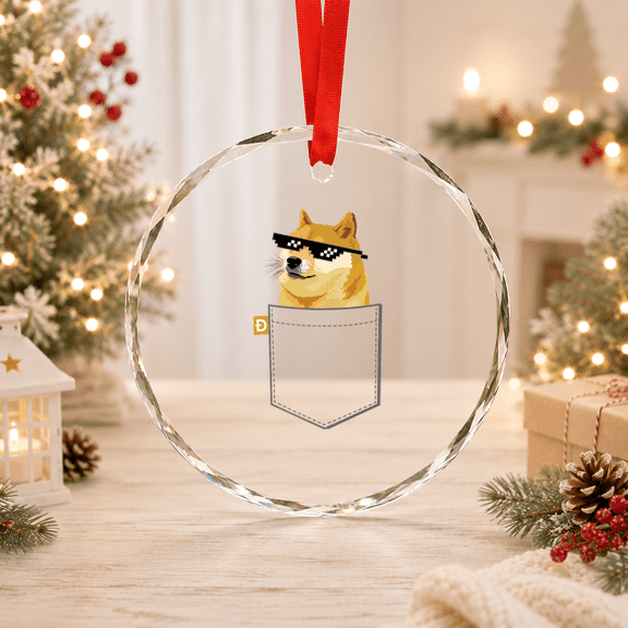 Dogecoin Faux Pocket Dogecoin To The Moon Classic Theme Everyday Message Glass Ornament
