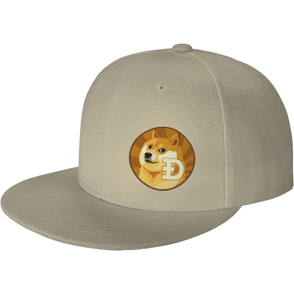 Dogecoin Flat Bill Hats Teens Cool Snapback Baseball Cap Unisex