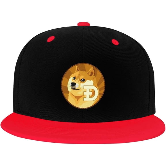 Dogecoin Hip Hop Hat Two Tone Flat Bill 6 Panel Cap Unisex