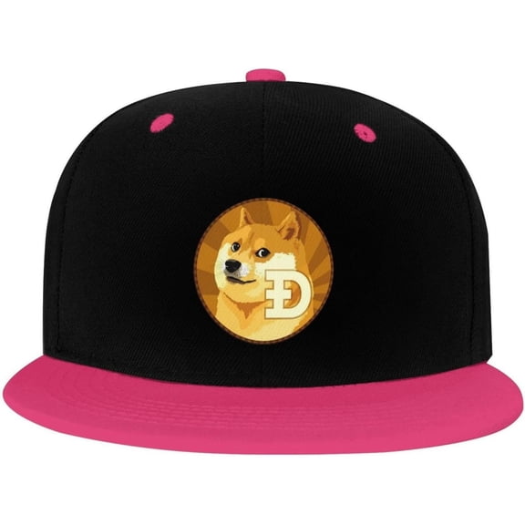 Dogecoin Hip Hop Hat Two Tone Flat Bill 6 Panel Cap Unisex