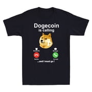 Dogecoin Is Calling And I Must Go Funny Shiba Meme Mens Short Sleeve T-Shirt