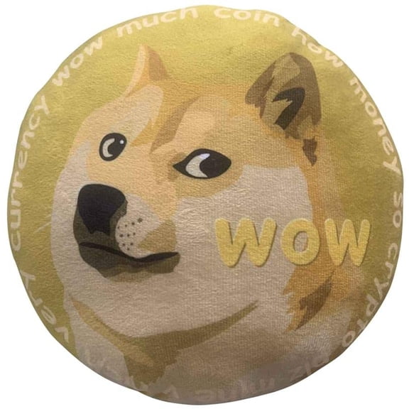Dogecoin Pillows - Round Stuffed Plush Crypto Pillow by BlockCraft.Shop Doge Plush Pillow 32 cm