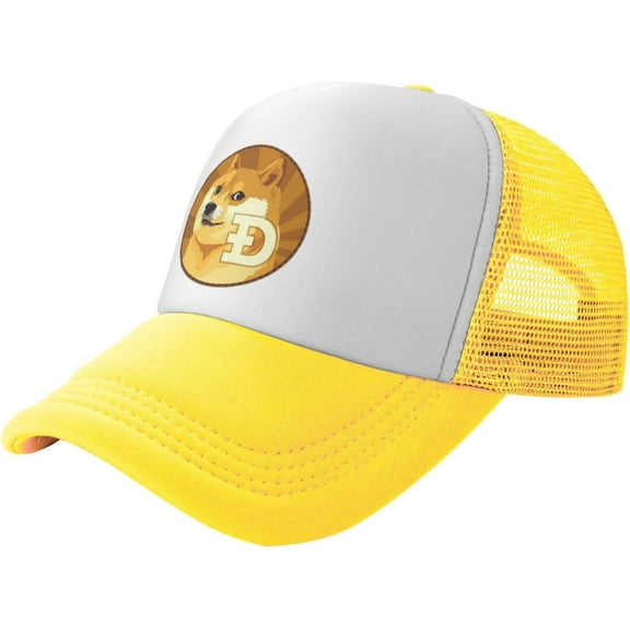 Dogecoin Polyester Mesh Hat Two Tone Trucker Summer Mesh Cap Outdoor
