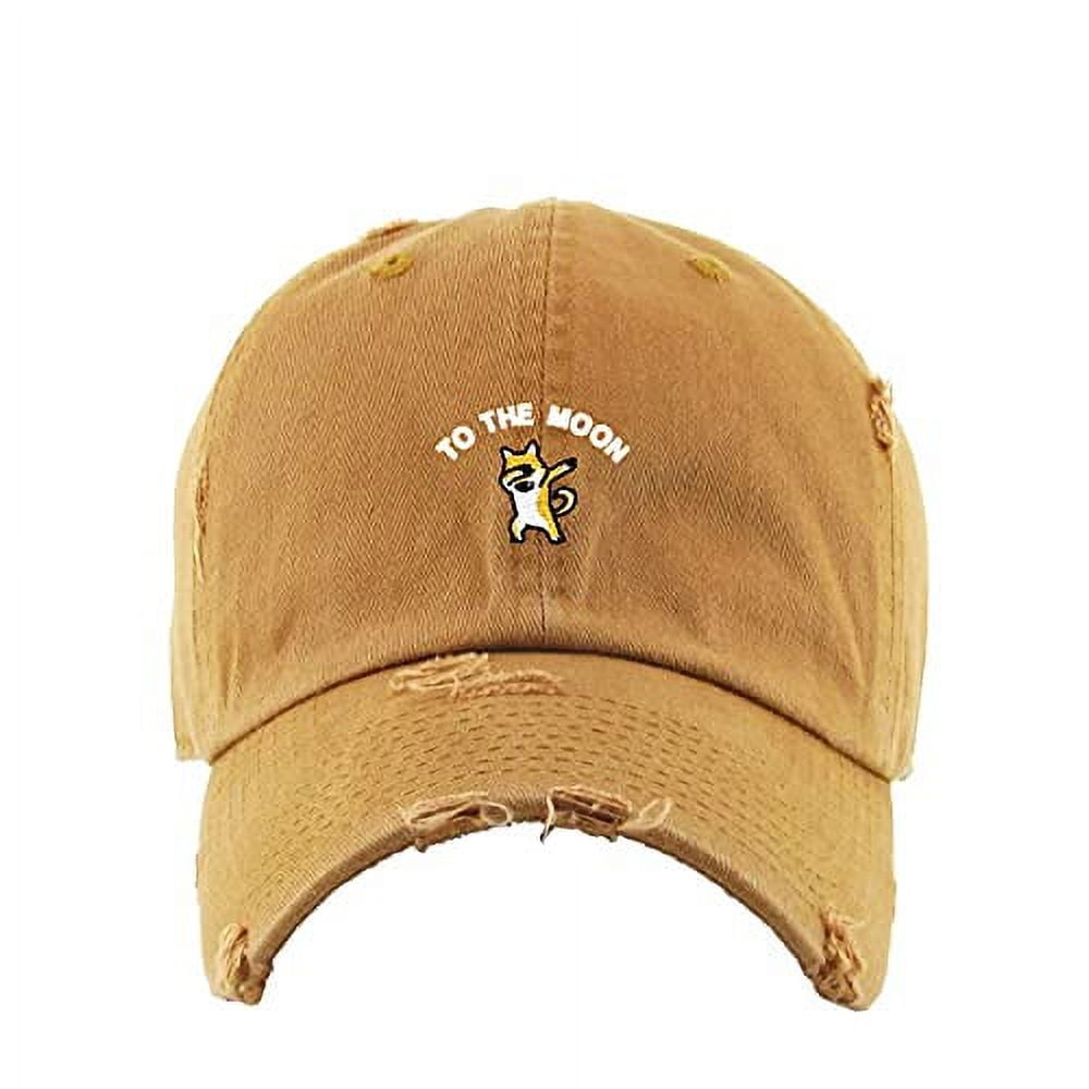 Dogecoin to The Moon Vintage Baseball Cap Embroidered Cotton Adjustable  Distressed Dad Hat Black - Walmart.com