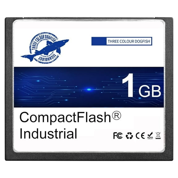 Dogfish 1GB Compact Flash Memory Card High Performance Industrial CF Type I Card FAT16 for Industrial Equipment and Vintage Digital Cameras