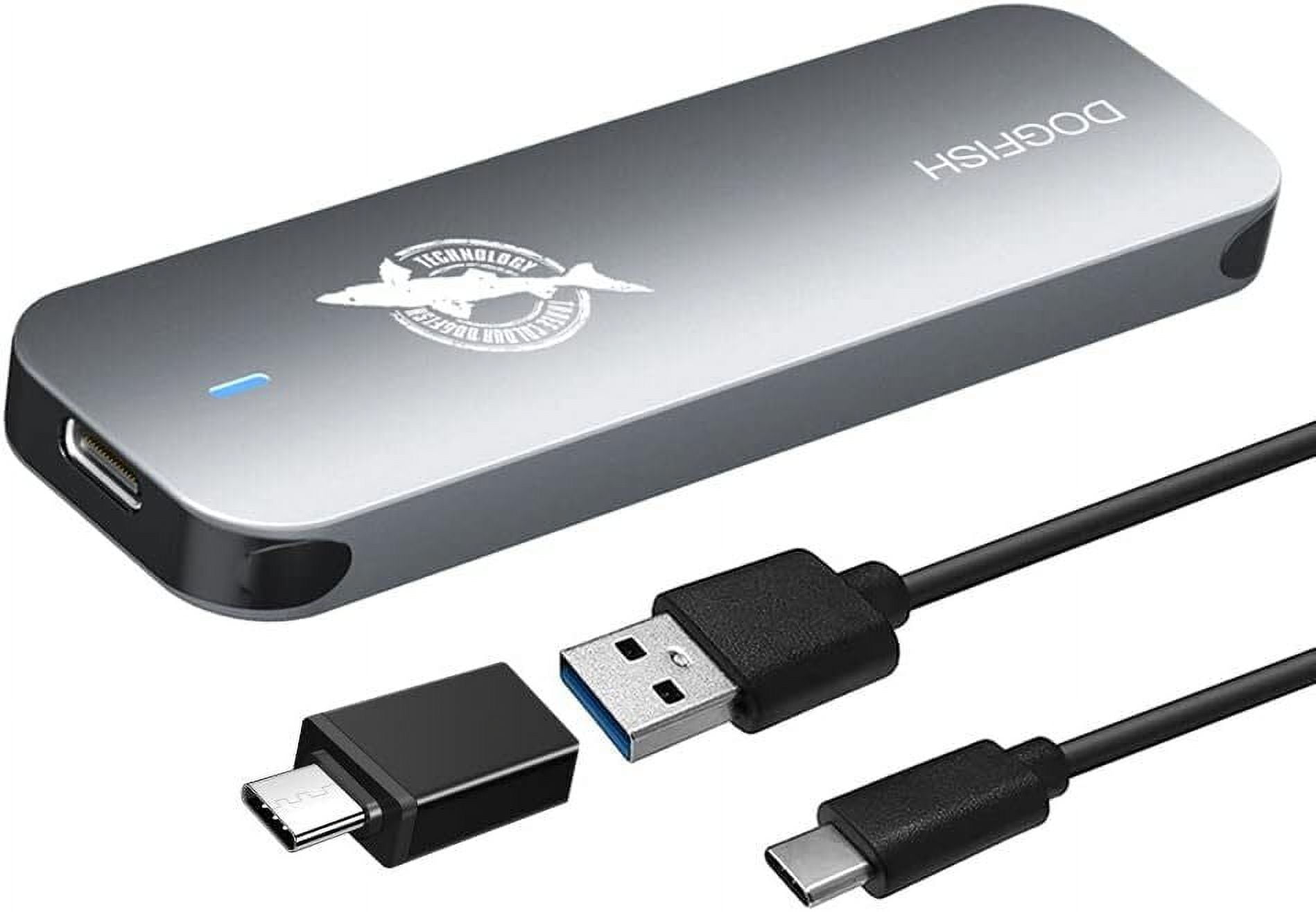 Dogfish Portable External SSD 512GB Ngff 2242/2260/2280 Silver Aluminum USB 3.1 Type C Ultra-Light External SSD Mini Portable Solid State Drive for Mac Windows Android Linux