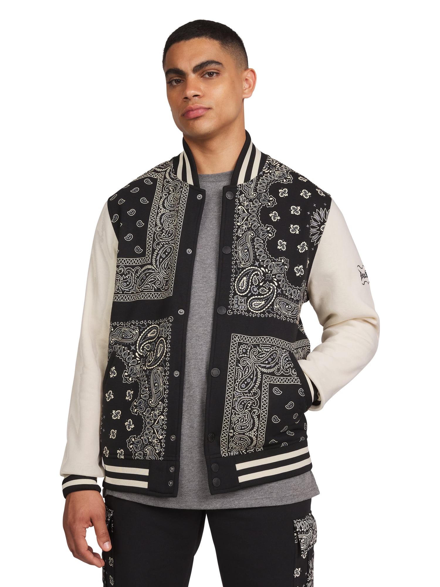 ★TRILLION★ Fleece 2 Pocket Work Varsity Zip-Up Jacket Khak Dogg Supply All Gender Paisley Fleece Varsity Jacket, Men's