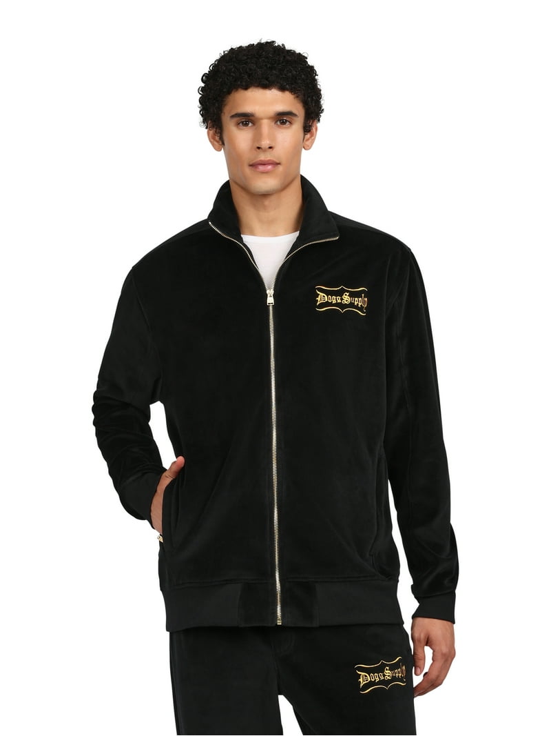 Dogg Supply Velour Jacket Cozy High Neck Zippered Pockets