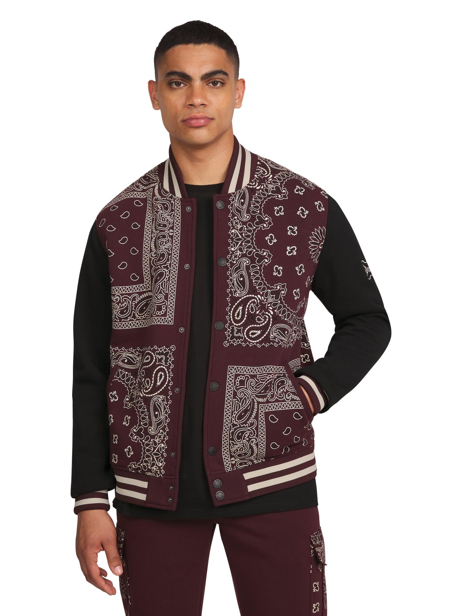 Dogg Supply All Gender Paisley Fleece Varsity Jacket, Men's Dogg Supply All Gender Paisley Fleece Varsity Jacket, Men's