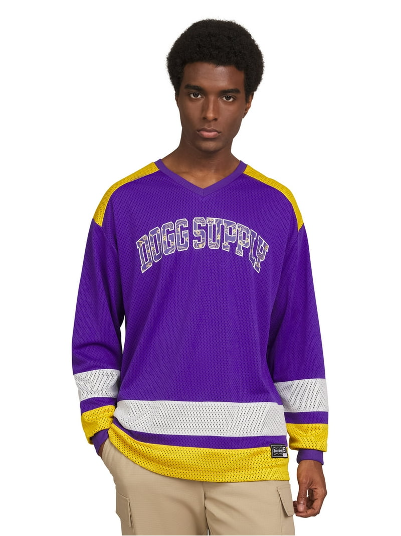 Dogg Supply Long Sleeve V-Neck Mesh Hockey Jersey, XS-3XL