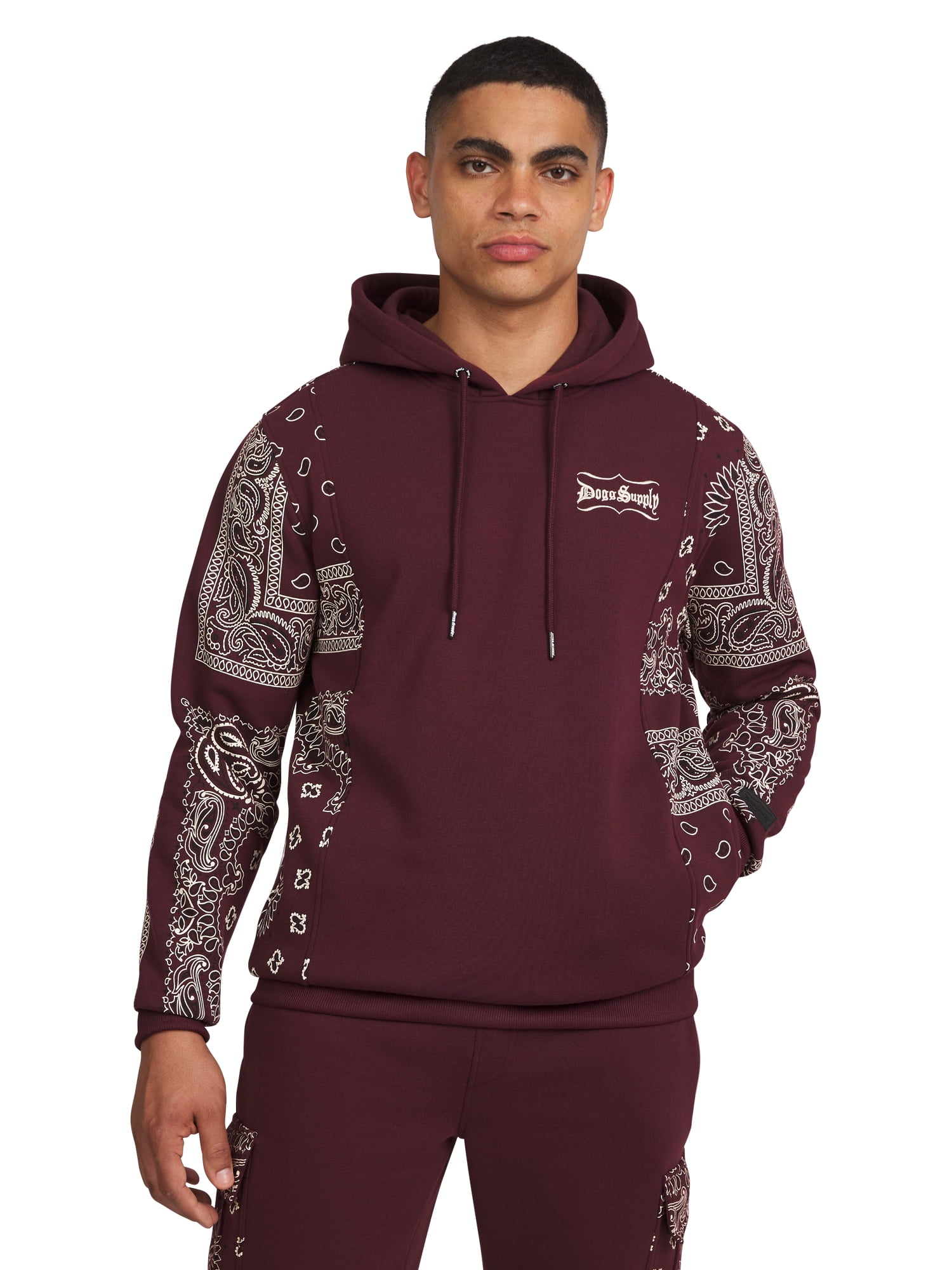 トップス FLEECE POCKET SIGNATURE PRINT HOODIE ZAFUL Men's Fleece Hoodie Unisex Rose Letter Print Hooded Pullover