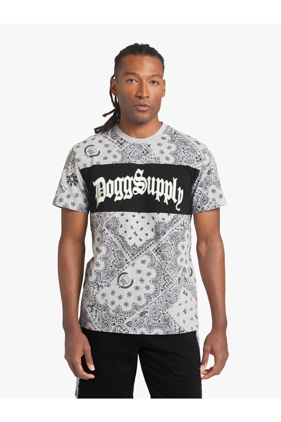 by Snoop Dogg Big Men's Bandana Print Short Sleeve Tee, Sizes 4XL-5XL