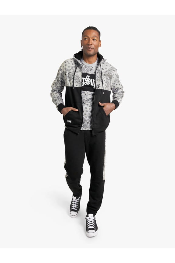 by Snoop Dogg Big Men's Bandana Print Zip Front Hoodie, Sizes 4XL-5XL