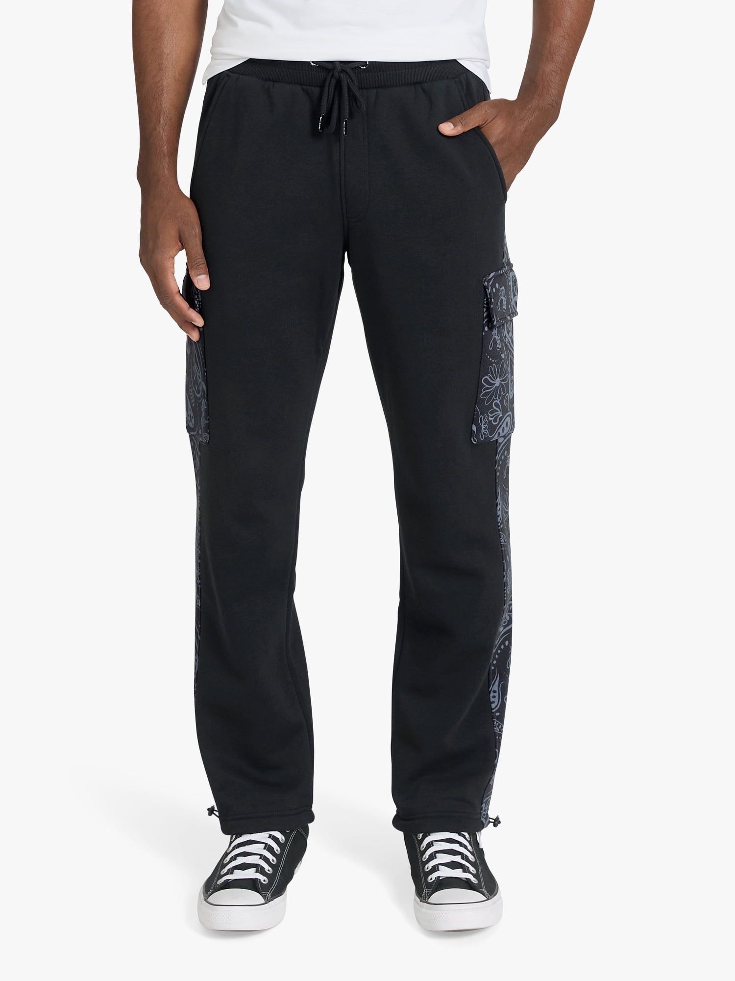 Dogg Supply by Snoop Dogg Big Men's Paisley Fleece Cargo Joggers, Sizes 4XL - 5XL