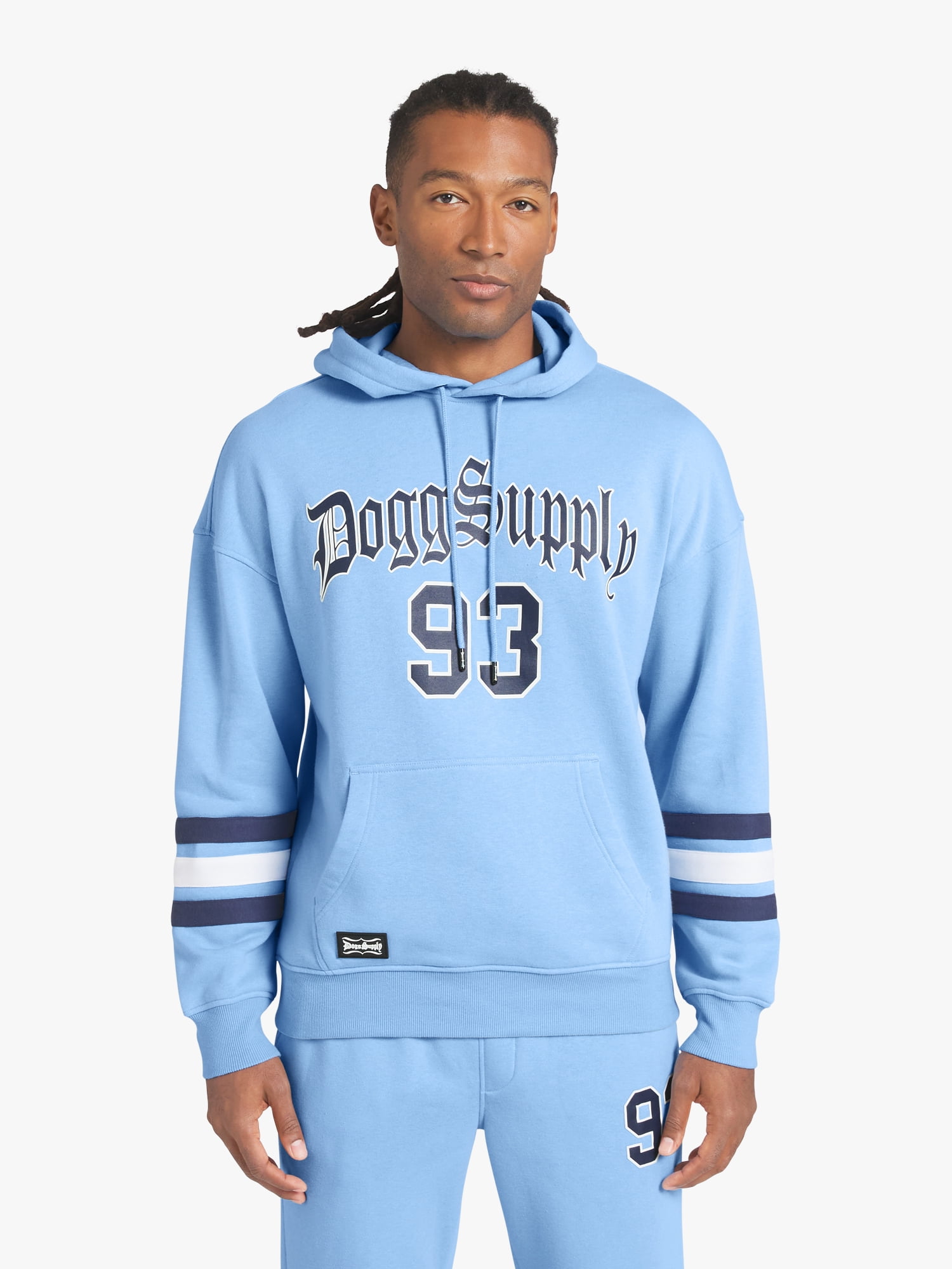 Dogg Supply by Snoop Dogg All-Gender Men's and Women's Extended Size Varsity Fleece Hoodie, Sizes 4XL-5XL