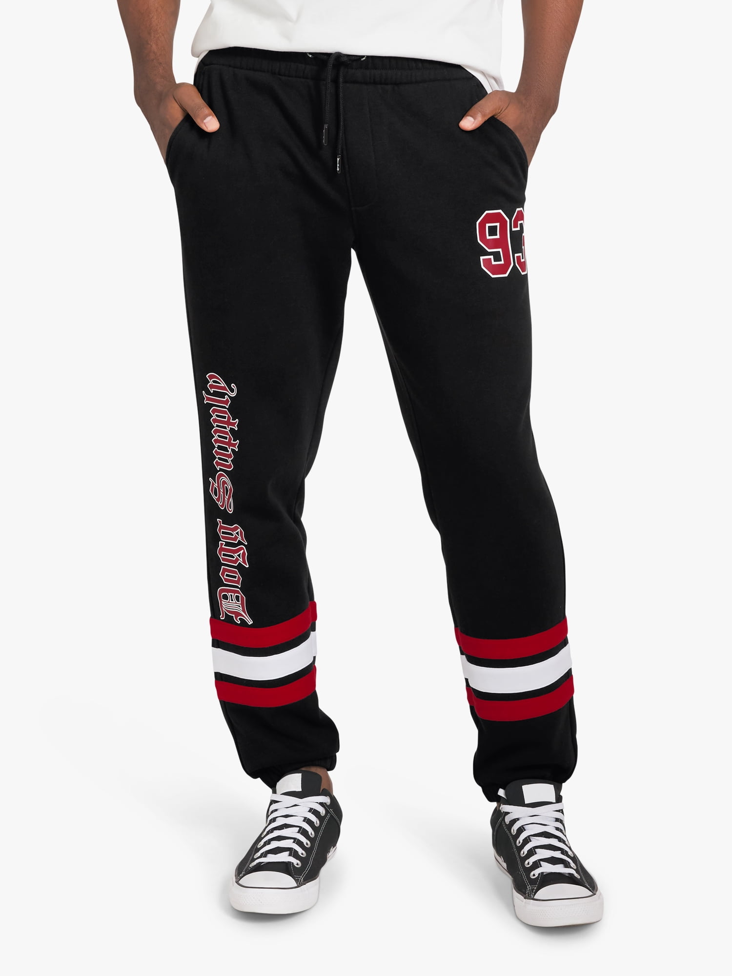 Dogg Supply by Snoop Dogg All-Gender Men's and Women's Extended Size Varsity Fleece Joggers, Sizes 4XL-5XL