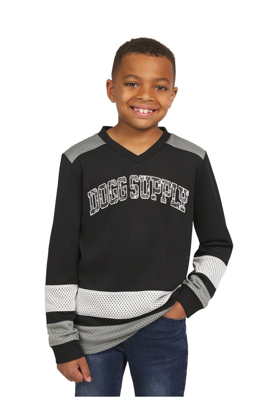 by Snoop Dogg Boys' Long Sleeve V-Neck Mesh Hockey Jersey, Sizes 4-18