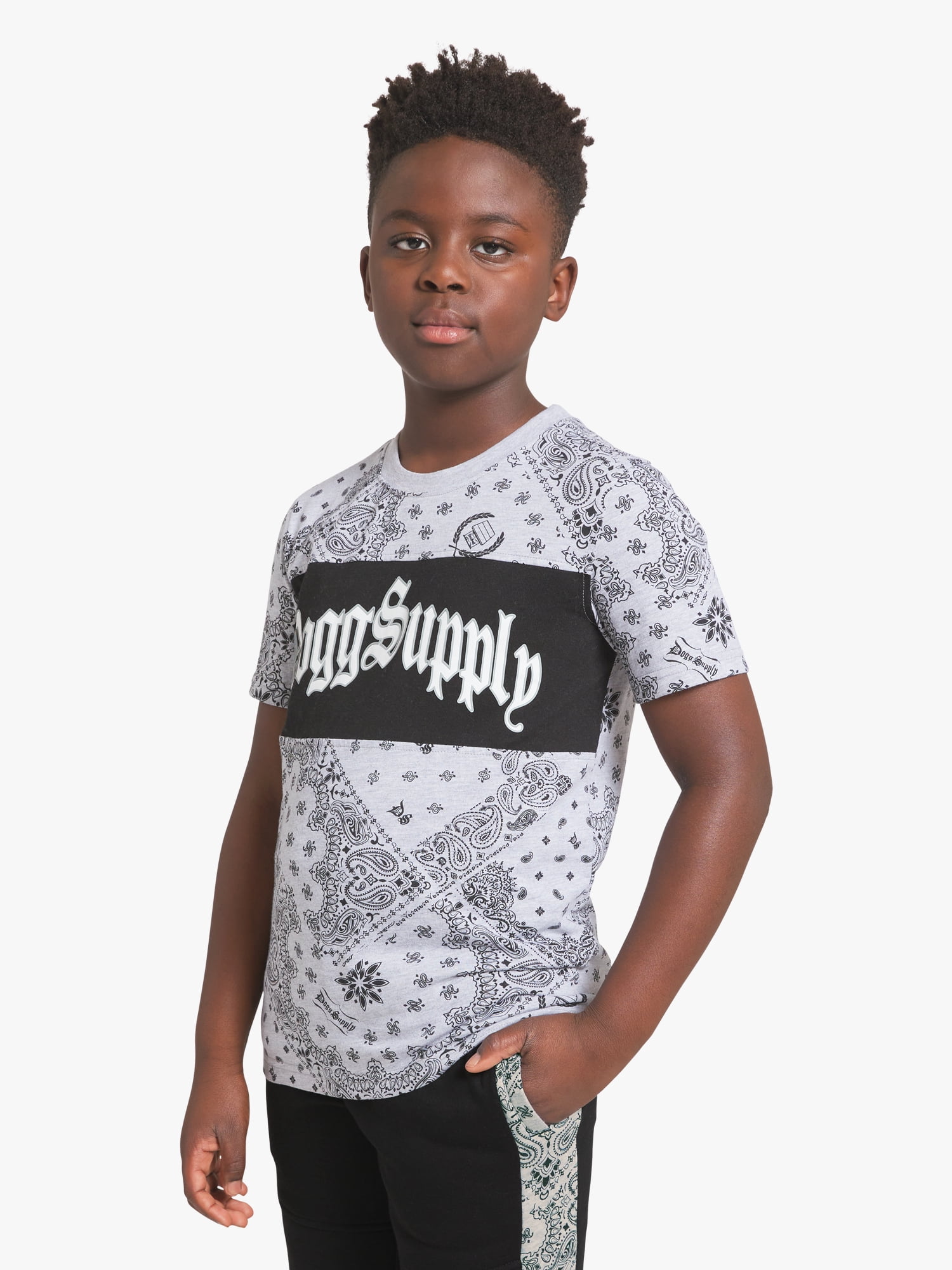 Dogg Supply by Snoop Dogg Little Boys & Big Boys Bandana Print Short Sleeve Tee, Sizes 4-18