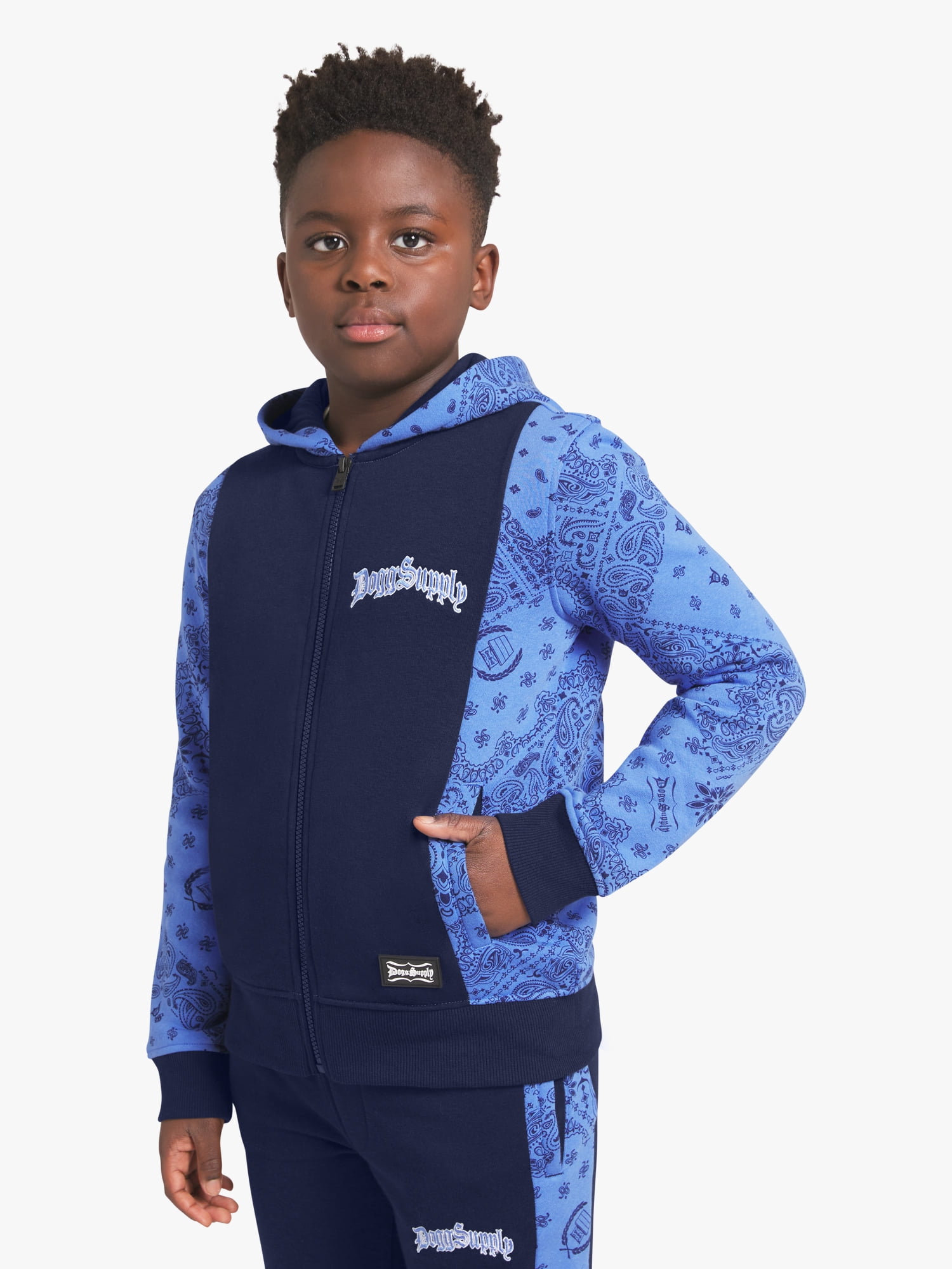 Dogg Supply by Snoop Dogg Little Boys & Big Boys Bandana Print Zip Front Hoodie, Sizes 4-18