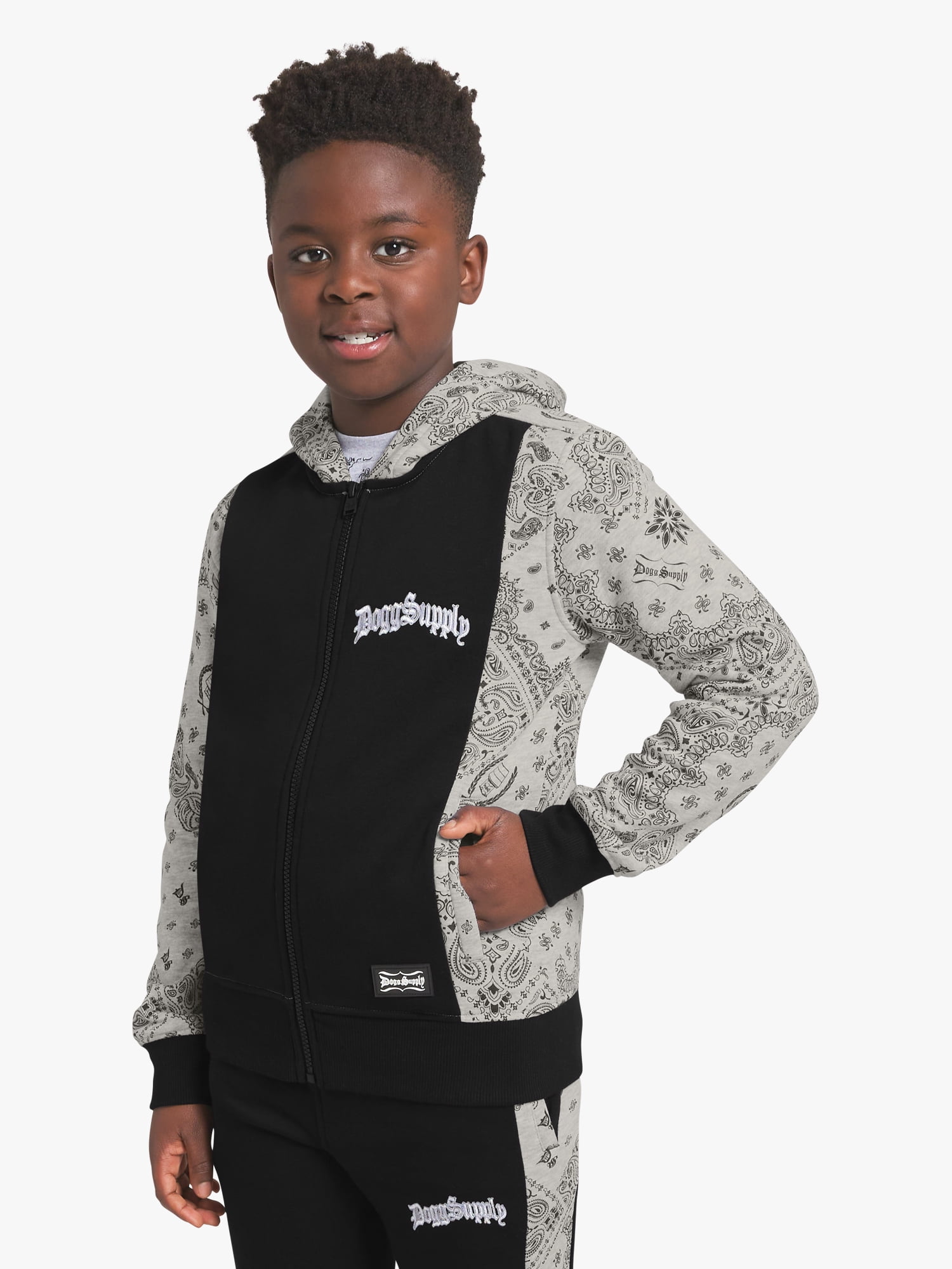 Dogg Supply by Snoop Dogg Little Boys & Big Boys Bandana Print Zip Front Hoodie, Sizes 4-18