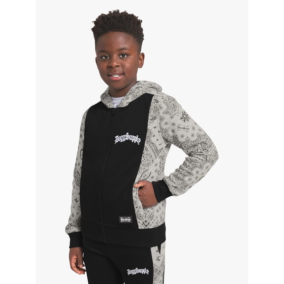 Dogg Supply by Snoop Dogg Little Boys & Big Boys Bandana Print Zip Front Hoodie, Sizes 4-18
