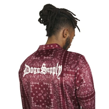 Dogg Supply by Snoop Dogg Men's 2-Piece Long Sleeve Microfleece Button Front Top and Pants Pajama Set