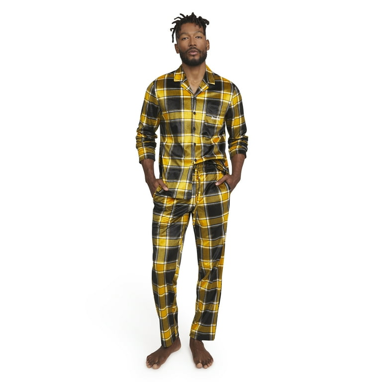 Dogg Supply by Snoop Dogg Men s 2 Piece Long Sleeve Microfleece Button Front Top and Pants Pajama Set