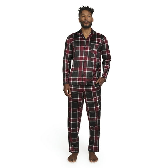 Dogg Supply by Snoop Dogg Men's 2-Piece Long Sleeve Microfleece Button Front Top and Pants Pajama Set