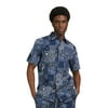 Dogg Supply by Snoop Dogg Men's & Big Men’s Cotton Stretch Paisley Print Patchwork Button-Down Short Sleeve Shirt, Sizes XS-3XL