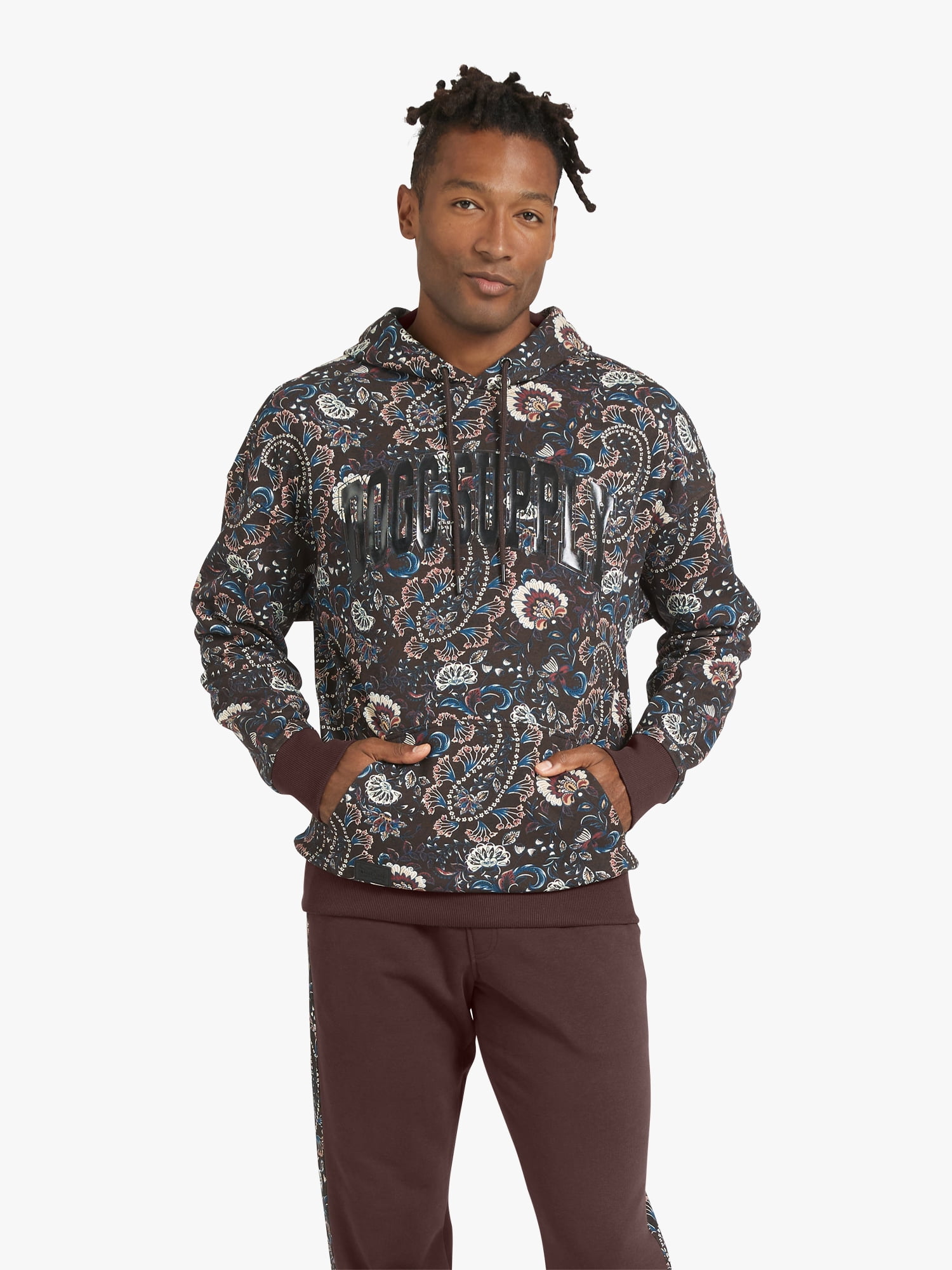Dogg Supply by Snoop Dogg All-Gender Men's and Women's Floral Paisley Fleece Hoodie, Sizes XS - 3XL