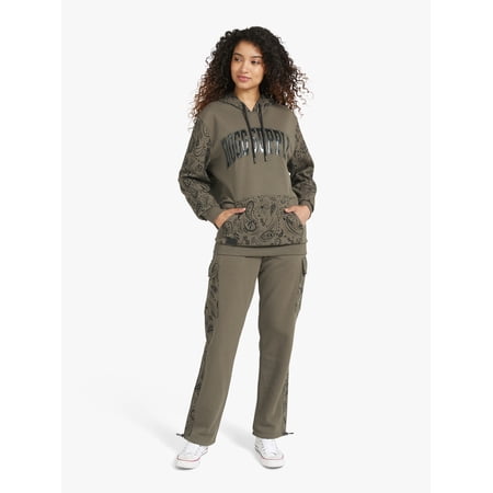 Dogg Supply by Snoop Dogg All-Gender Men's and Women's Paisley Colorblocked Fleece Hoodie, Sizes XS - 3XL