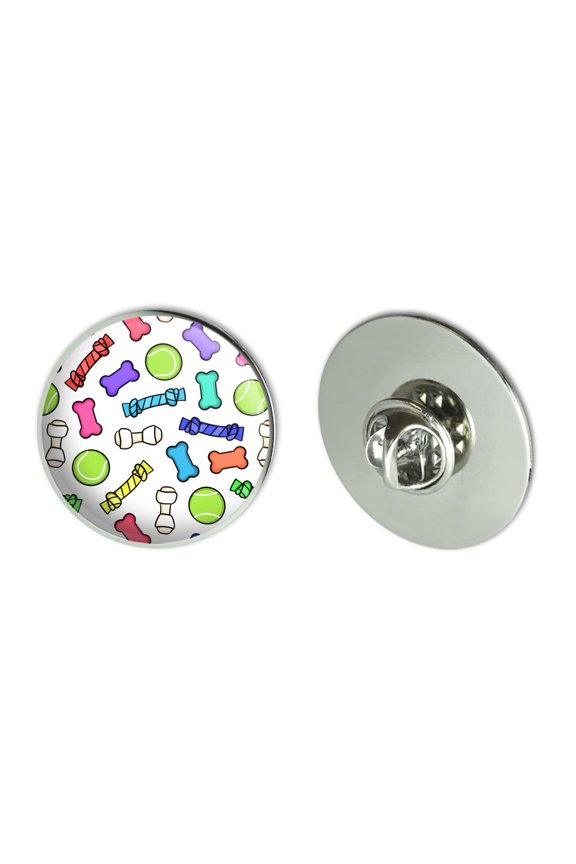Doggie Chew Toys Bone Rope Tennis Ball Pattern Metal 1.1" Tie Tack Hat Lapel Pin Pinback
