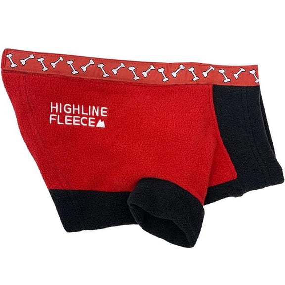 Doggie Design DD-78482-24 Highline Fleece Dog Coat, Red & Black with Rolling Bones - Size 24