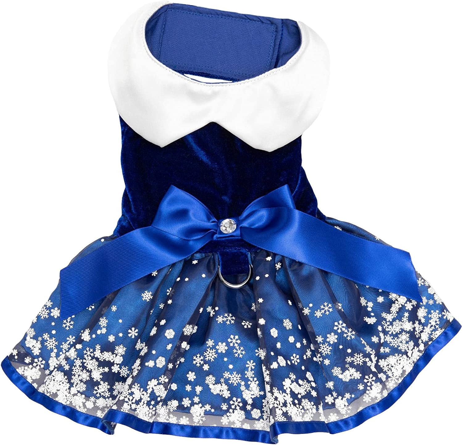Holiday Dog Harness Dress - Snowflakes (Small)