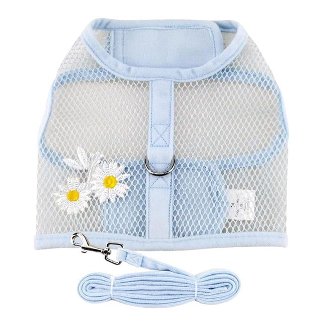 Doggie Design DD-78589-XS Cool Mesh Dog Harness with Leash, Blue Daisy - Extra Small