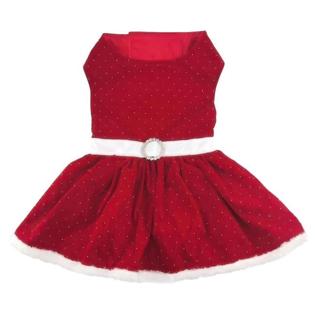 Doggie Design DD-78630-XS Holiday Dog Harness Dress, Red Velvet Sparkle - Extra Small