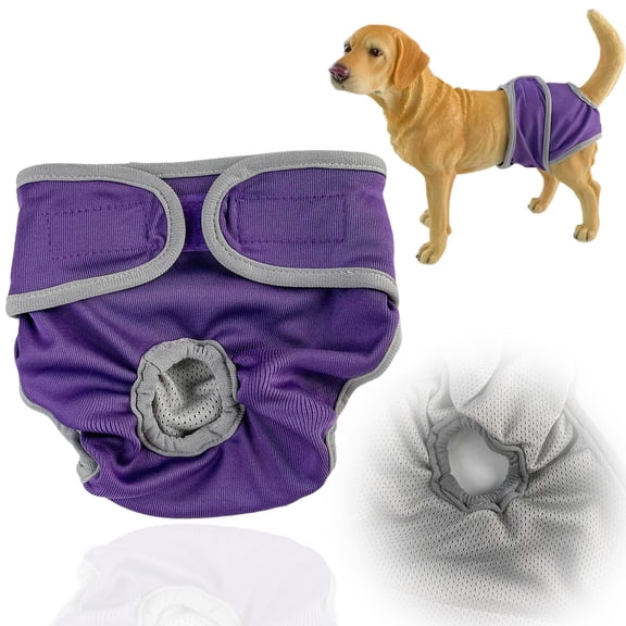 Doggie Diapers for Female Dogs, Cat Waterproof Leak Proof Washable Sanitary Panties for Small Medium and Large Pets, Cat Diapers Incontinence,Female Dog Diapers, Dog Diapers That Stay On(Purple, L)