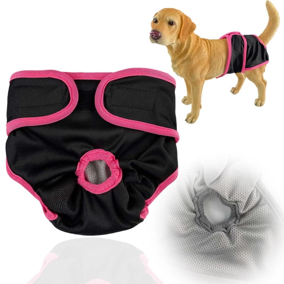 Doggie Diapers for Female Dogs, Cat Waterproof Leak Proof Washable Sanitary Panties for Small Medium and Large Pets, Cat Diapers Incontinence,Female Dog Diapers, Dog Diapers That Stay On(Black, L)
