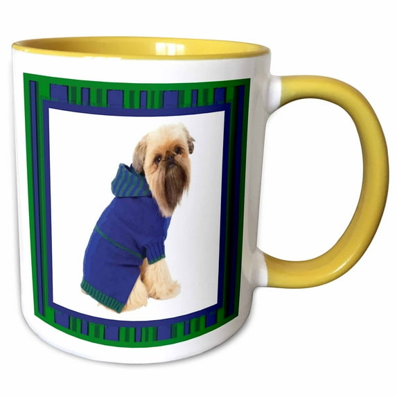 3drose, Doggie in Hoodie, 11oz Two-tone Yellow Mug