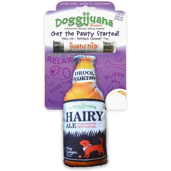 Doggijuana | Get The Pawty Started - Interactive Dog Toy with Juananip Refill | Refillable Dog Toy for Engaging Play and Natural Calming (Hairy Ale)