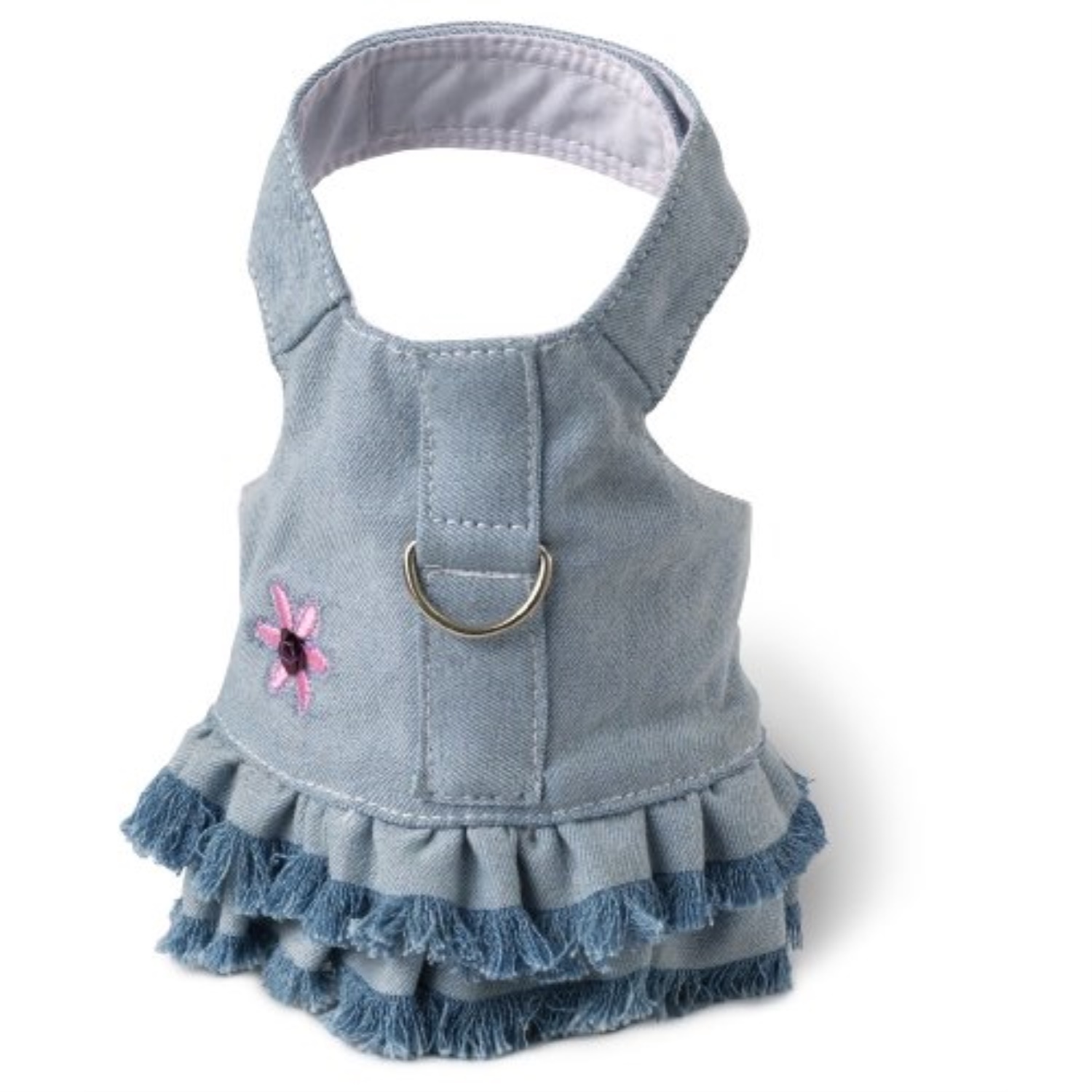 Doggles Dog Harness Dress with Jean Fringe, Blue, Small - image 1 of 2