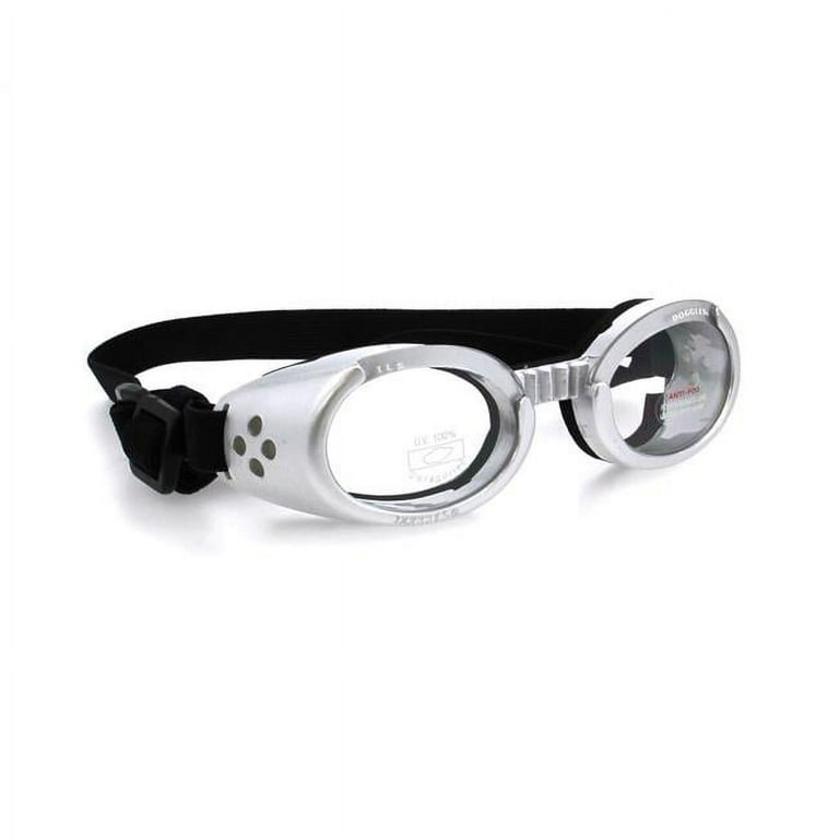Doggles ILS UV Protection Clear Lens Dog Goggles, Silver, X-Small