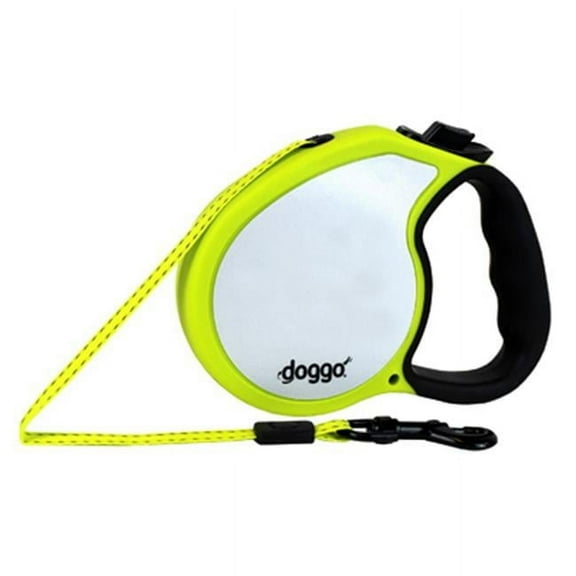 Doggo DGO RLSH NY LG 16 ft. Reflective Retractable Leash- Yellow - Large