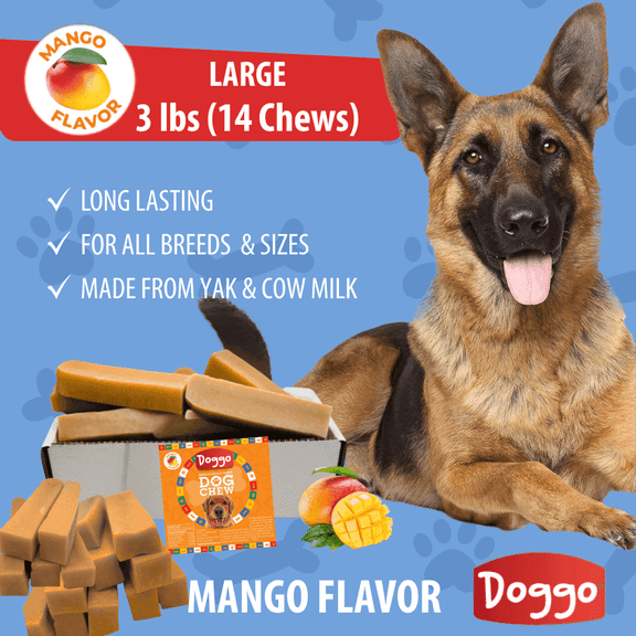 Doggo Dog Chew Mango Long-Lasting Chews for Dogs, 3 Pound, 14 Pieces