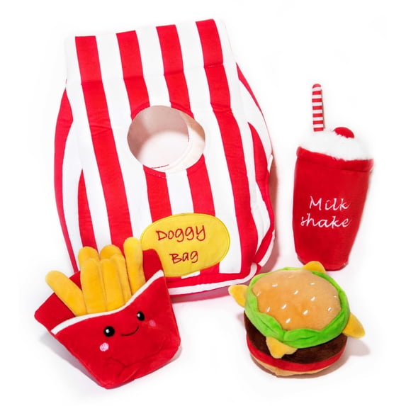 Hamburger Dog Toy Fun Fast Food Playset for Dogs - Glow Pups