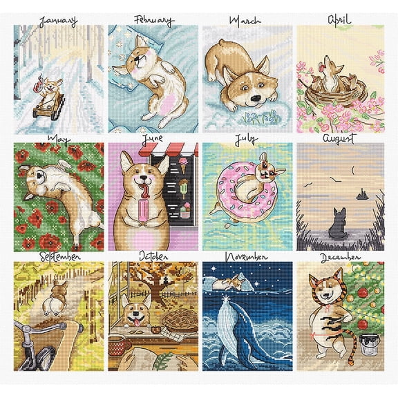 Doggy Calendar L8086 Counted Cross Stitch Kit