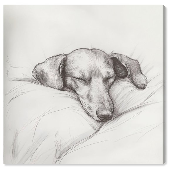 Doggy Daydreams I Canvas Vintage Dog Drawings by Art Remedy, Gallery Wrapped, 30" x 30"
