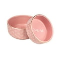 thumbnail image 1 of Doggy Parton, Dog Bowls, Gold Trim Butterfly Pet Bowl, Pink, Large, 1 of 15