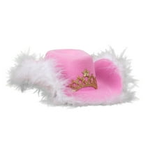 Doggy Parton Dog Clothes, Cowgirl Dog Hat with Tiara, Pink, XS/S