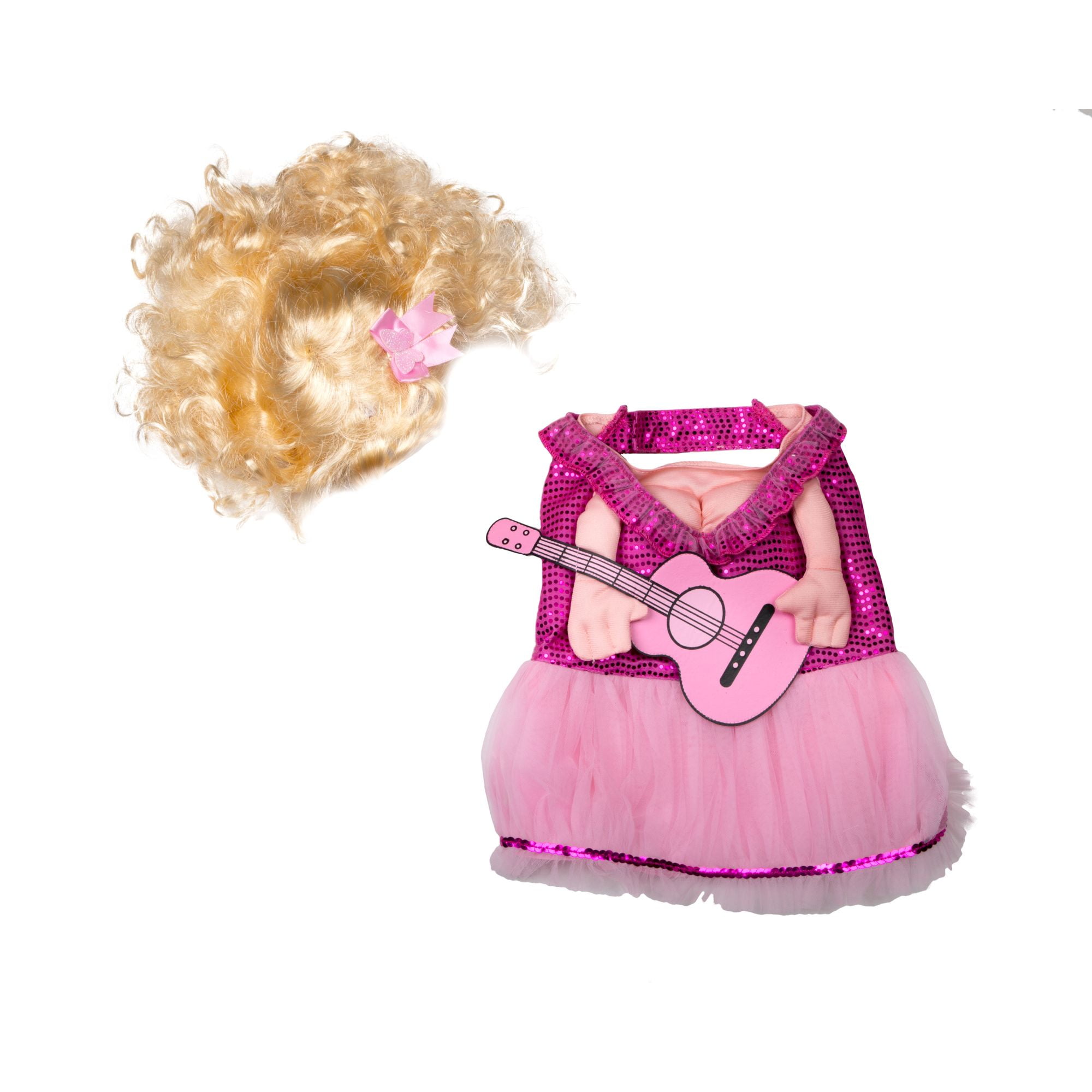 Doggy Parton, Dog and Cat Clothes, Country Sweetheart Pet Dress Costume Set, Pink, XS/S